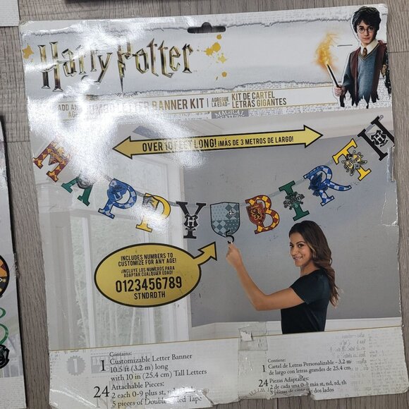 Harry Potter Birthday Party Decor (2) 6 Ft. Banners & (1) 12  Harry Potter Party Decoration Kit - 24 Banner with 12 Swirl Hanging Decorations